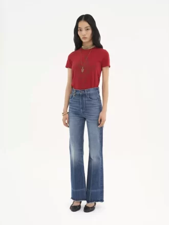 Jean bootcut taille haute en denim
