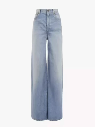Jean large taille haute en denim