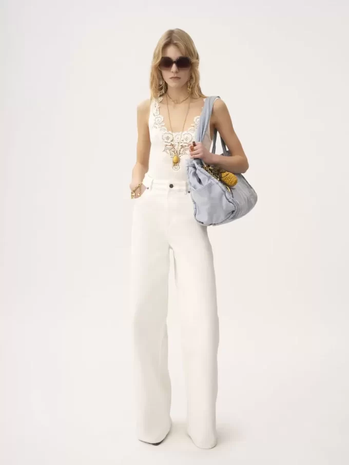 Jean large taille haute en denim Jean large taille haute en denim