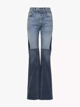 Jean patchwork évasé en denim