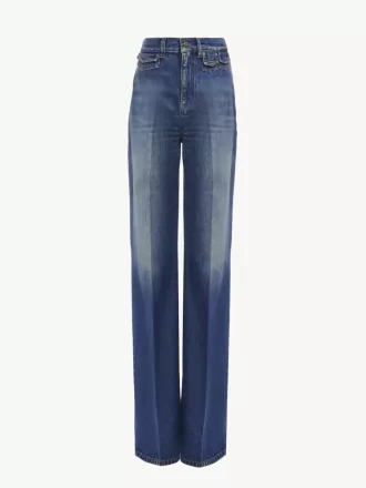 Jean évasé taille haute en denim