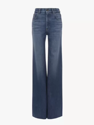 Jean évasé taille haute en denim