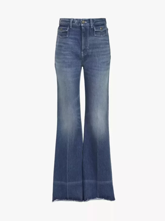 Jean évasé taille haute en denim