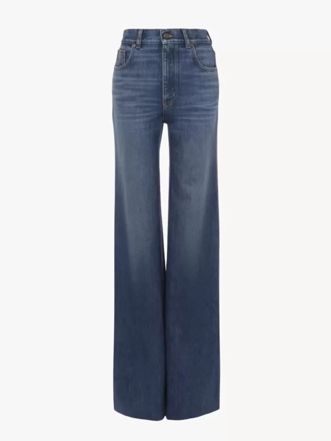Jean évasé taille haute en denim Jean évasé taille haute en denim