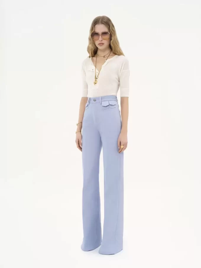 Jean évasé taille haute en denim