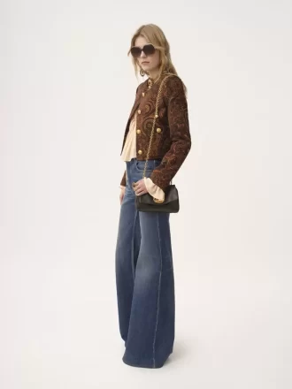 Jean évasé taille haute en denim
