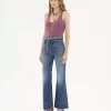 Jean évasé taille haute en denim