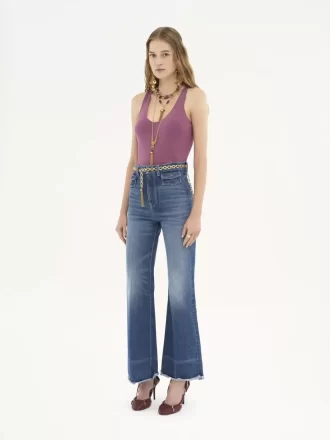 Jean évasé taille haute en denim