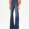 Jean évasé taille haute en denim