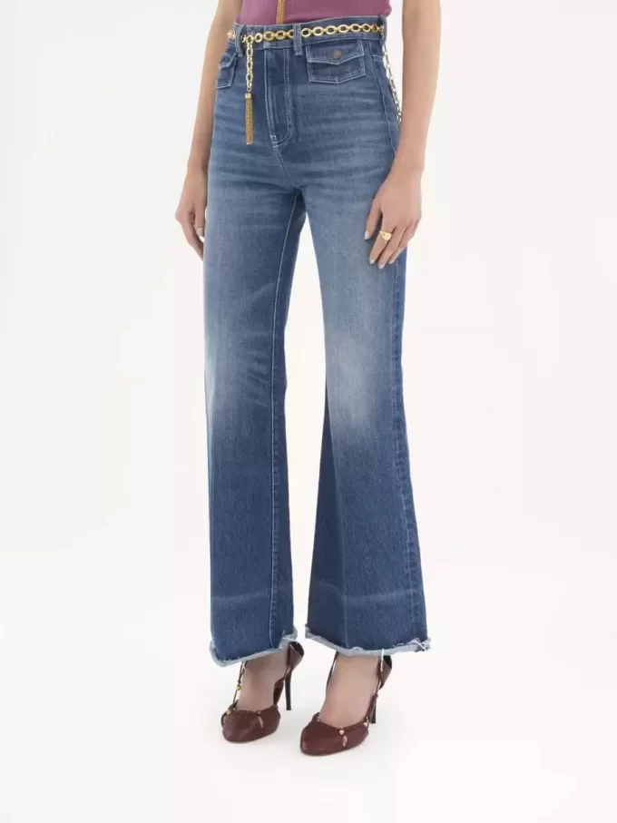 Jean évasé taille haute en denim