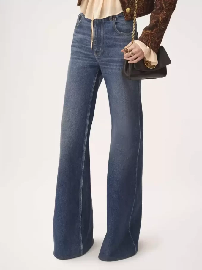 Jean évasé taille haute en denim Jean évasé taille haute en denim