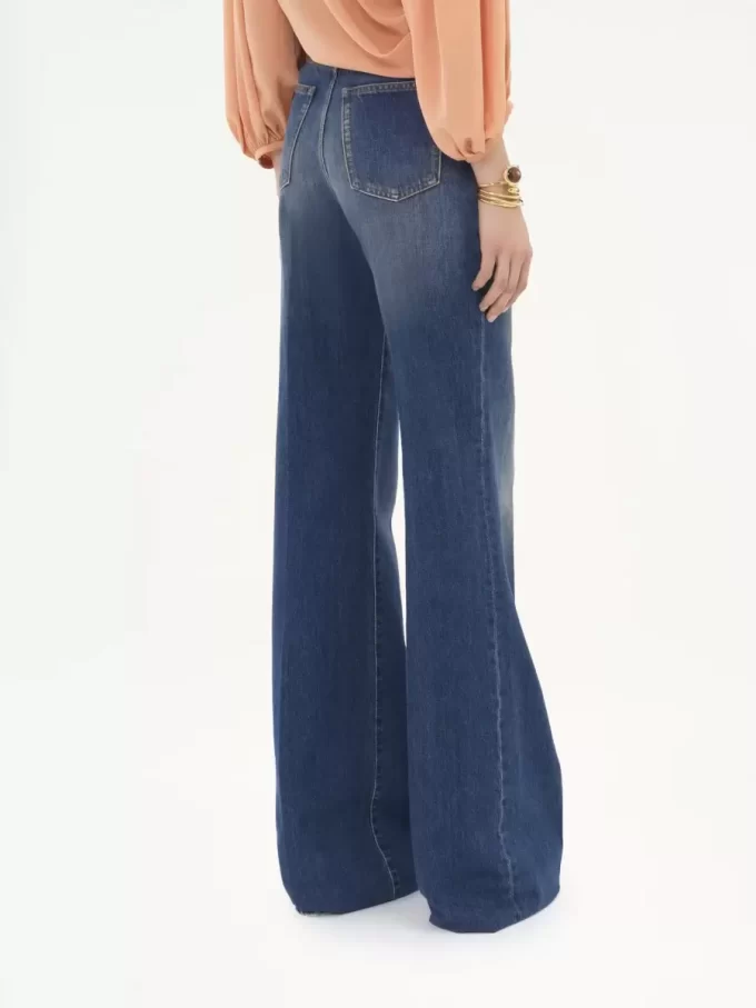 Jean évasé taille haute en denim
