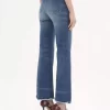 Jean évasé taille haute en denim
