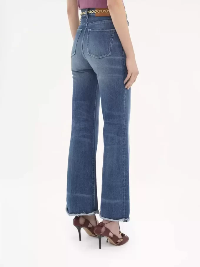 Jean évasé taille haute en denim