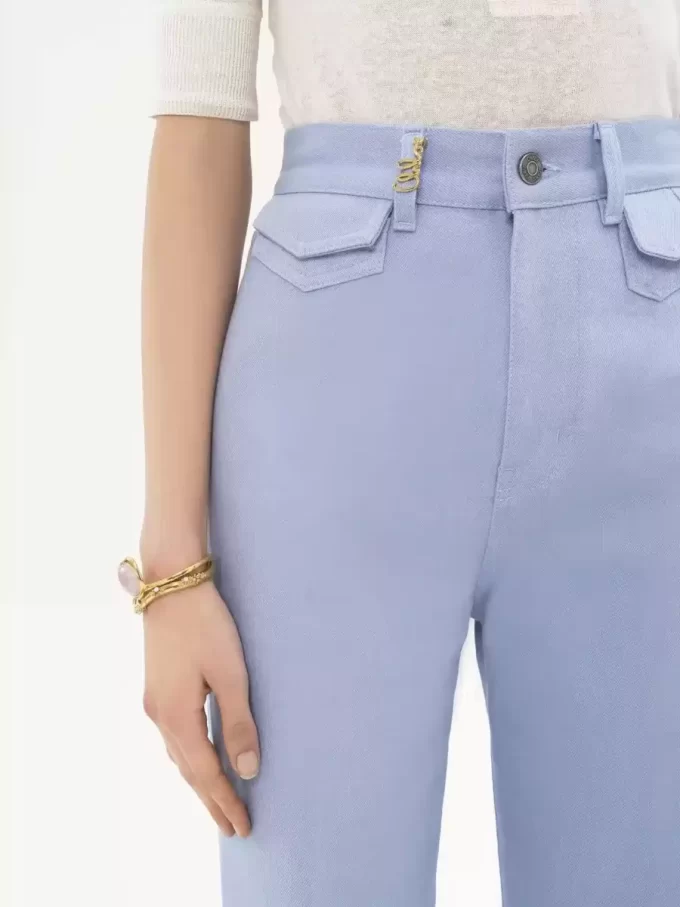 Jean évasé taille haute en denim