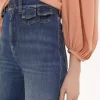 Jean évasé taille haute en denim
