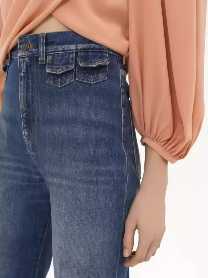 Jean évasé taille haute en denim