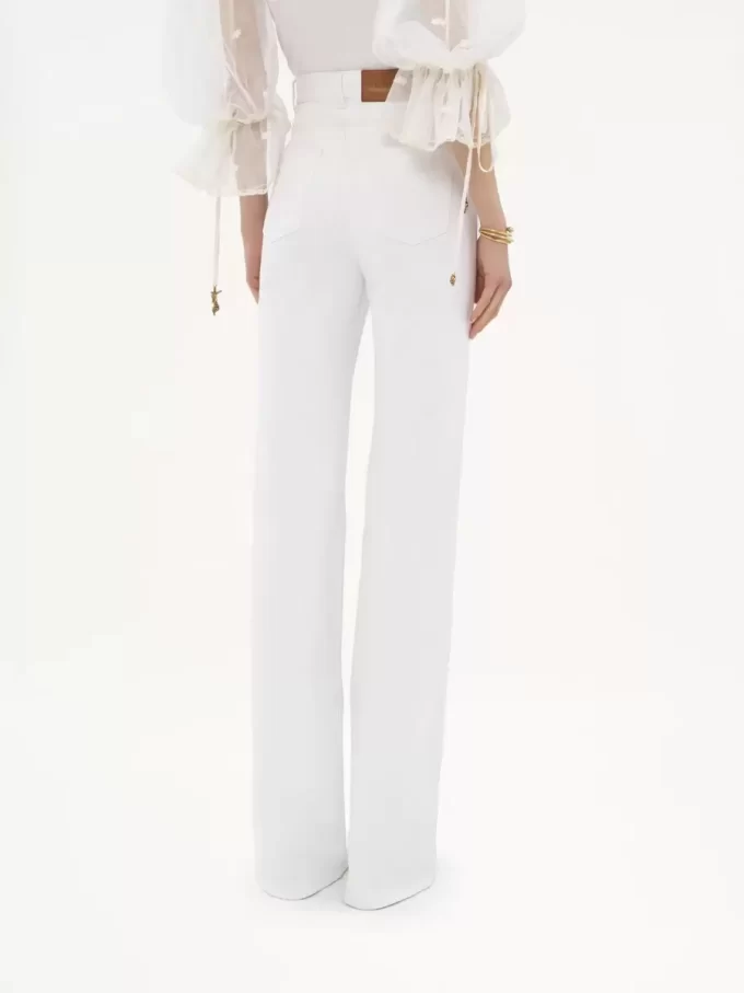 Jean évasé taille haute en denim