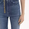 Jean évasé taille haute en denim