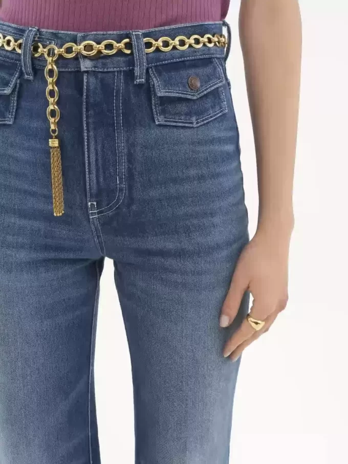Jean évasé taille haute en denim