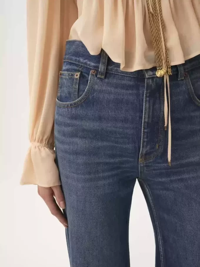 Jean évasé taille haute en denim Jean évasé taille haute en denim
