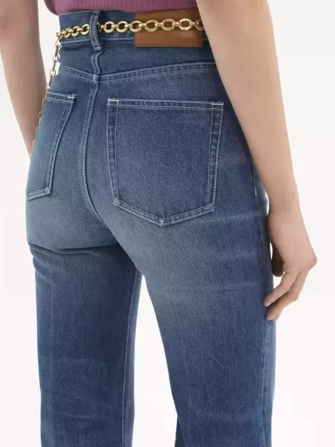 Jean évasé taille haute en denim