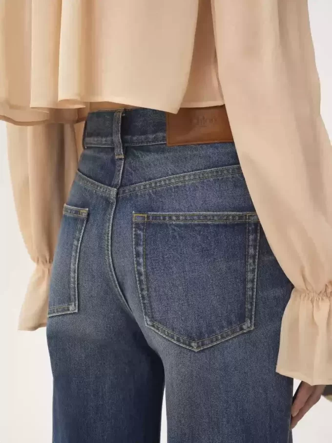 Jean évasé taille haute en denim Jean évasé taille haute en denim