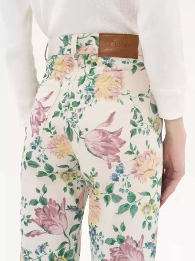 Jean évasé taille haute en denim