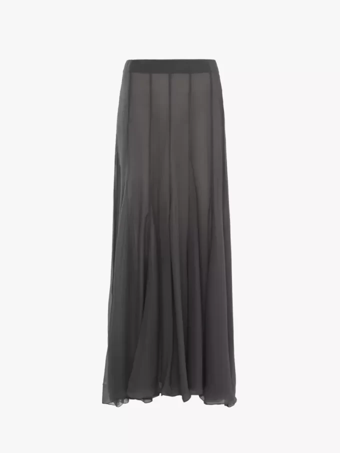 Jupe longue fluide en mousseline de soie