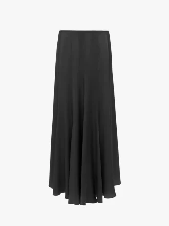 Jupe longue fluide en satin de soie lavé