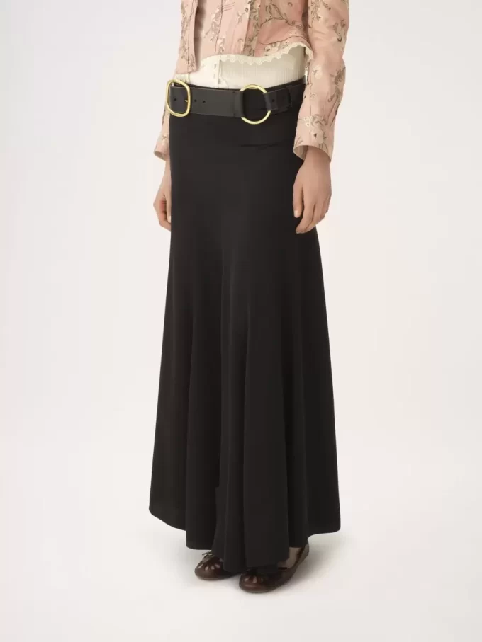 Jupe longue fluide en satin de soie lavé