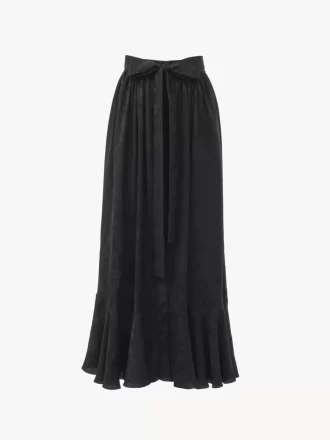 Jupe midi froncée en jacquard de soie Jupe midi froncée en jacquard de soie