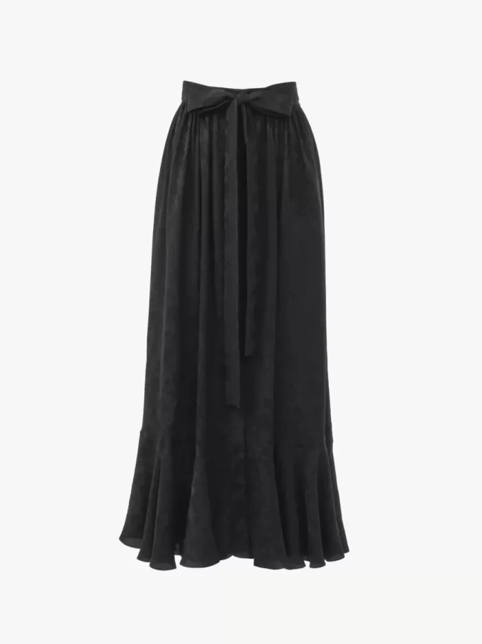 Jupe midi froncée en jacquard de soie Jupe midi froncée en jacquard de soie