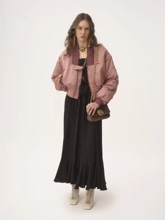 Jupe midi froncée en jacquard de soie Jupe midi froncée en jacquard de soie