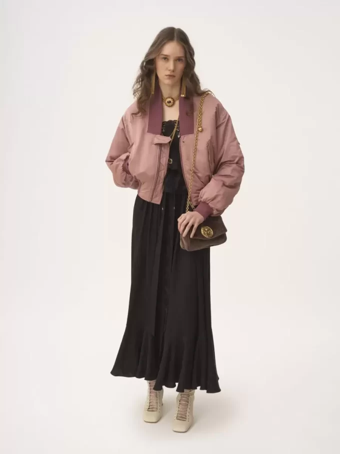 Jupe midi froncée en jacquard de soie Jupe midi froncée en jacquard de soie