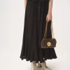 Jupe midi froncée en jacquard de soie Jupe midi froncée en jacquard de soie