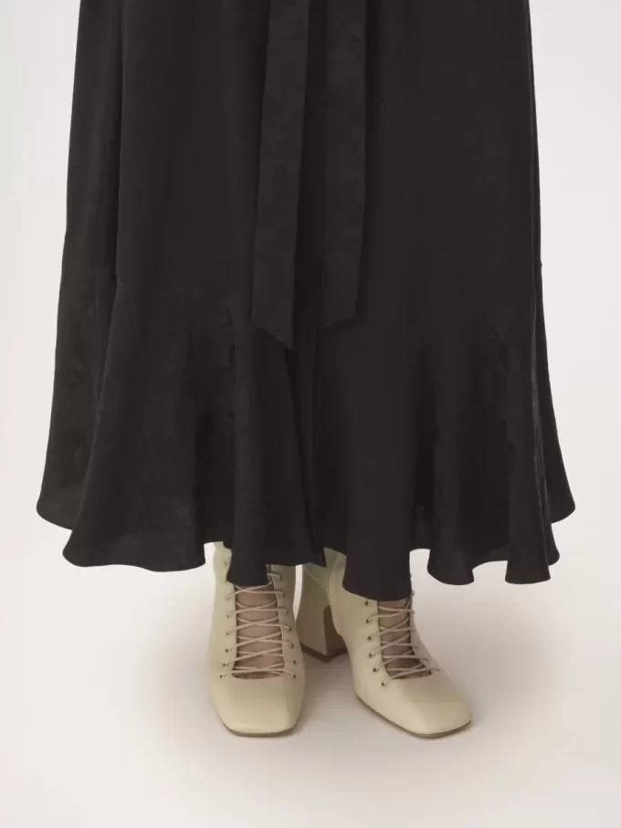 Jupe midi froncée en jacquard de soie Jupe midi froncée en jacquard de soie