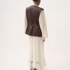 Jupe midi à volants en jacquard de dentelle florale