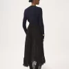 Jupe midi à volants en jacquard de dentelle florale