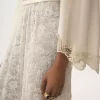 Jupe midi à volants en jacquard de dentelle florale