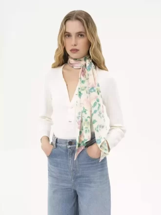 Le large foulard bandeau Chloé Peonies en charmeuse de soie