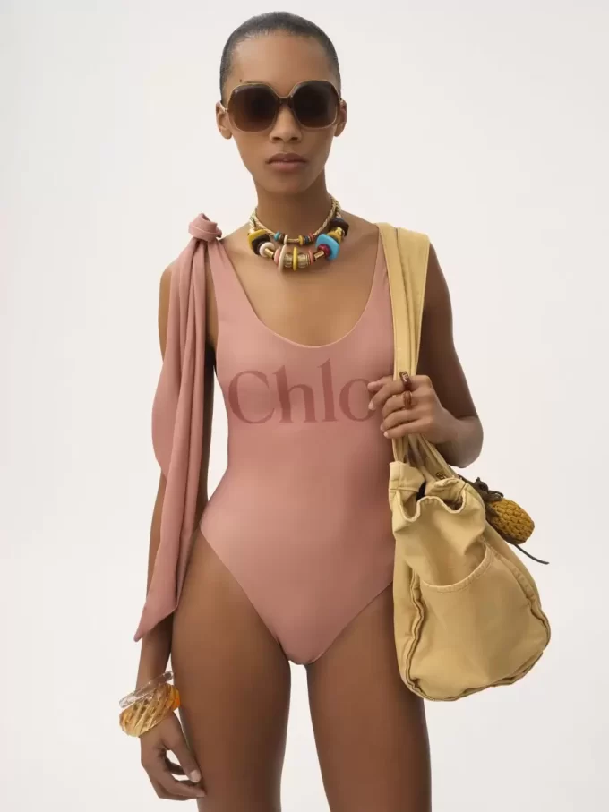 Maillot de bain une pièce à bretelles nouées avec logo Maillot de bain une pièce à bretelles nouées avec logo