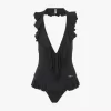 Maillot de bain une pièce à volants et col en V Maillot de bain une pièce à volants et col en V