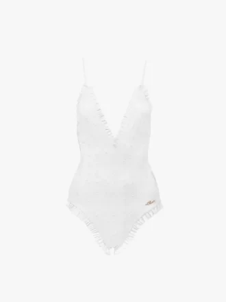 Maillot de bain une pièce à volants et col en V