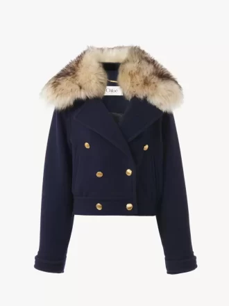 Manteau court à double boutonnage en laine