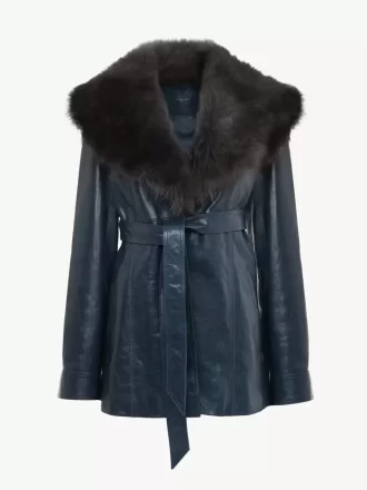 Manteau court en cuir