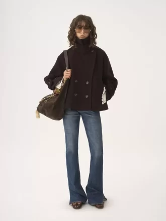 Manteau court oversize en laine