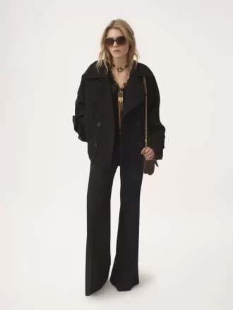 Manteau court oversize en laine