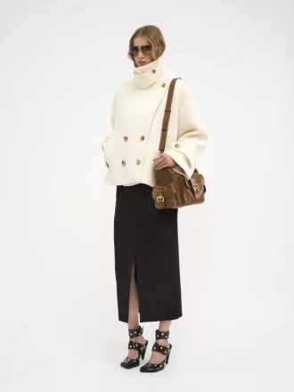 Manteau court oversize en laine