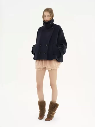Manteau court oversize en laine
